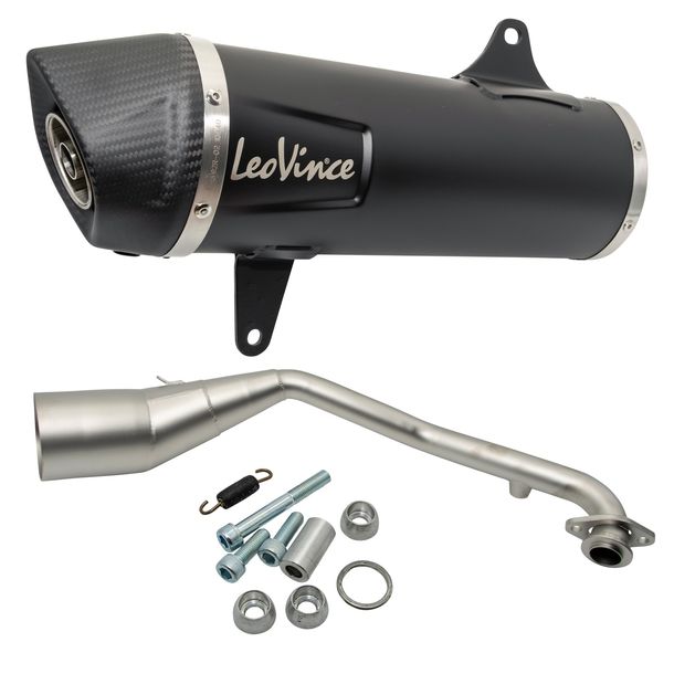 Auspuffanlage komplett LeoVince NERO RACING Edelstahl schwarz, Carbon Kappe für Honda PCX 125 Bj. 2021 - 2024 E5