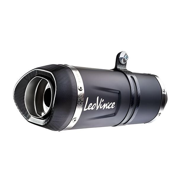 Silencieux d'échappement LeoVince LV ONE EVO RACING Black Edition acier inoxydable noir, embout en carbone pour Kawasaki Versys-X / Adventure 300 année 2017 - 2022 E4