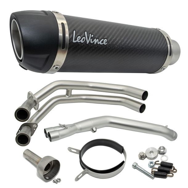 Auspuffanlage komplett LeoVince GP CORSA EVO RACING Carbon, Technopolymer Kappe & DB-Killer für Yamaha MT-03 300 2016 - 2020 / MT-25 250 2015 - 2018 / YZF-R25 2014 - 2018 / YZF-R3 300 2015 - 2020