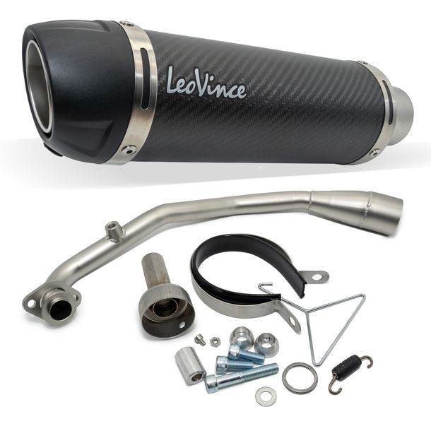 Uitlaatsysteem compleet LeoVince GP CORSA EVO RACING Carbon, Technopolymer kap & DB-killer voor Honda PCX 125 Bj. 2021 - 2024 E5