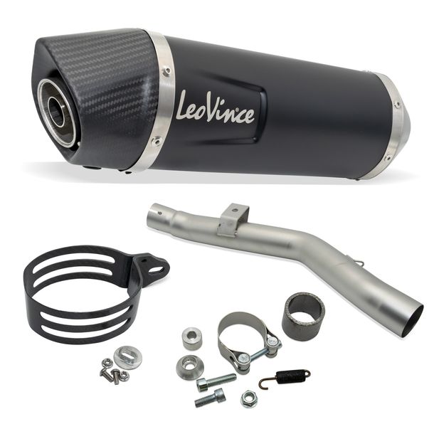 Endschalldämpfer LeoVince LV ONE EVO RACING Black Edition Edelstahl schwarz, Carbon Kappe für Honda CRF 300 L / Rally Bj. 2021 - 2024 E5