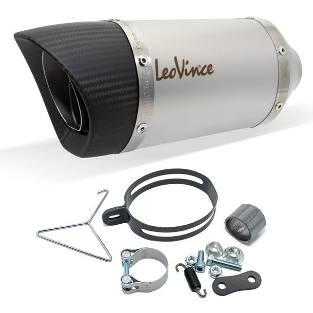 Endschalldämpfer LeoVince LV PRO RACING Edelstahl, Carbon Kappe & Hitzeschild für Moto Morini X-Cape / A2 650 Bj. 2021 - 2024 E5