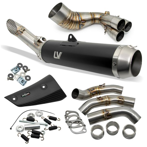 Système d'échappement complet LeoVince LV RACE RACING Édition Noire Acier inoxydable noir & Bouclier thermique en carbone pour Yamaha MT-09 / SP 900 Année de fabrication 2021 - 2023 E5
