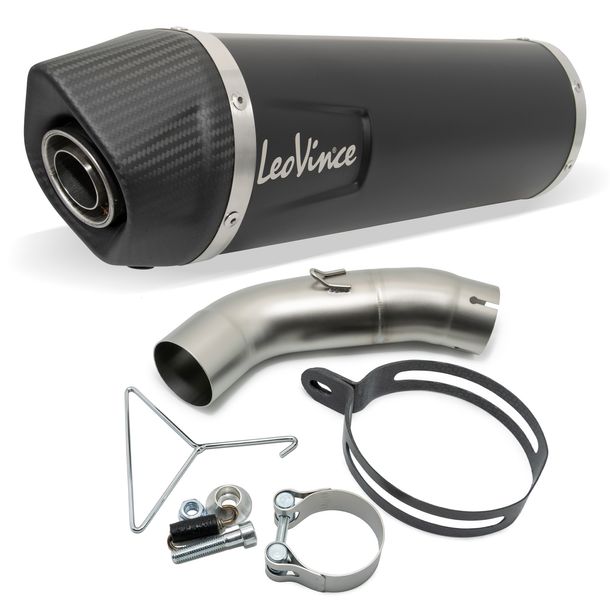 Silencieux LeoVince LV ONE EVO RACING Black Edition acier inoxydable noir, embout en carbone pour KTM Adventure 390 ann. 2020 - 2024 E4 / E5