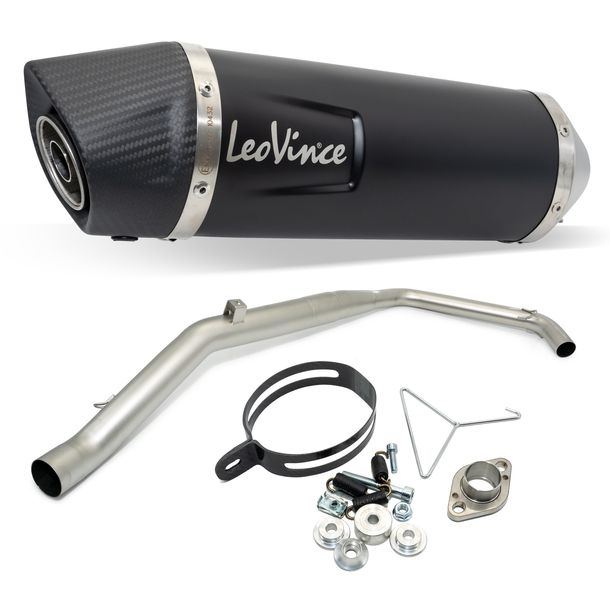 Système d'échappement LeoVince Ligne complète LV ONE EVO RACING Black Edition Inox noir, embout carbone pour Yamaha MT-125 / YZF-R125