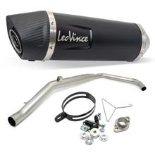 Sistema de escape LeoVince Completo LV ONE EVO RACING Black Edition Acero inoxidable negro, tapa de carbono para Yamaha MT-125 / YZF-R125