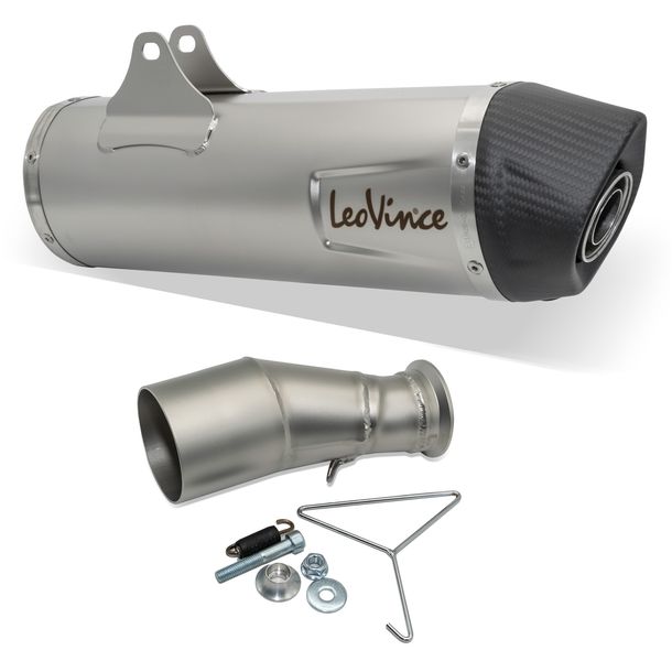 Endschalldämpfer LeoVince LV ONE EVO RACING Edelstahl, Carbon Kappe für Husqvarna 701 Enduro / LR / Supermoto Bj. 2021 - 2024 E5