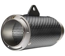Kit de silenciador final universal LeoVince LV CORSA RACING Carbon, tampa de aço inoxidável, Ø 65mm, direita