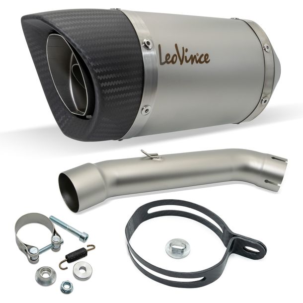 Endschalldämpfer LeoVince LV PRO RACING Edelstahl, Carbon Kappe für KTM Duke 125 / 390 Bj. 2021 - 2023 E5