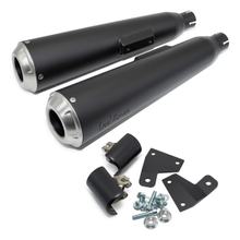 Silenziatore finale LeoVince 2x CLASSIC RACER RACING Black Edition in acciaio inossidabile nero per Royal Enfield Continental GT 650 / Interceptor anno 2019 - 2024 E4 / E5