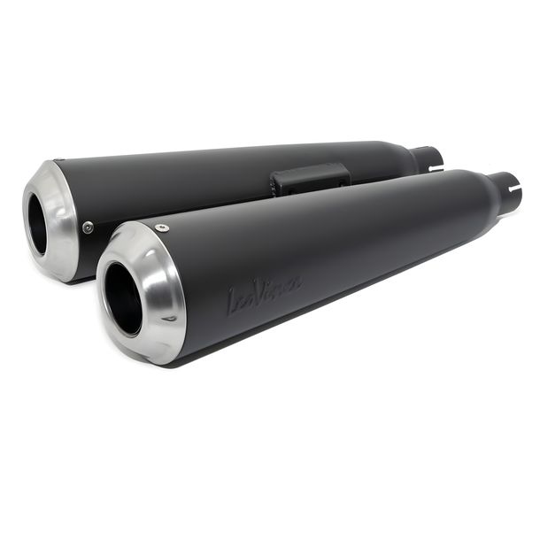 Kit silenziatore finale universale LeoVince 2x CLASSIC RACER RACING Black Edition in acciaio inossidabile nero, Ø 50mm, sinistro e destro