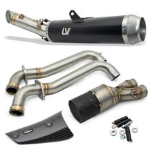 Complete uitlaatsysteem LeoVince LV RACE Black Edition met katalysator & goedkeuring, zwart roestvrij staal & hitteschild van koolstof voor Suzuki GSX-8S 800 bouwjaar 2023 - 2024 E5