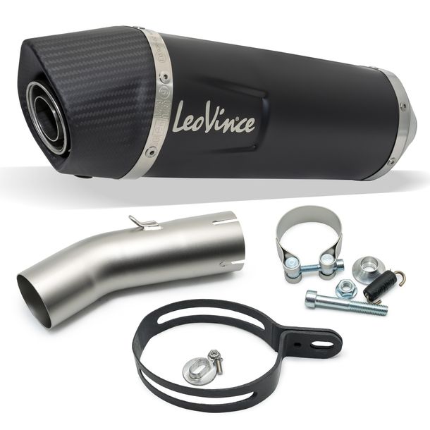 Einddemper LeoVince LV ONE EVO Black Edition met goedkeuring, roestvrij staal zwart, carbon kap voor Honda CB 750 Hornet bj. 2023 - 2024 E5 / bj. 2025 - 2026 E5+