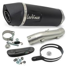 Endschalldämpfer LeoVince LV ONE EVO Black Edition mit Zulassung, Edelstahl schwarz, Carbon Kappe & Hitzeschild für Honda XL 750 Transalp Urban / Easy Travel / Travel Edition Bj. 2023 - 2024 E5 / Bj. 2025 - 2026 E5+