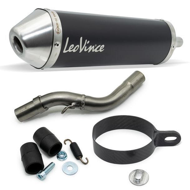 Endschalldämpfer LeoVince X-FIGHT Black Edition mit Zulassung, Edelstahl schwarz für Fantic Motor XE Competition / Performance XM 50 Competition / Performance 50 Bj. 2021 - 2024 E5
