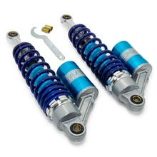 Stoßdämpfer-Satz MXT Federbeine 325-355mm mit externem Ausgleichsbehälter, blau / silber für Simson S50, S51, S70