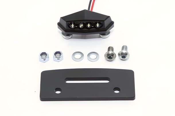 Highsider license plate holder with LED license plate light