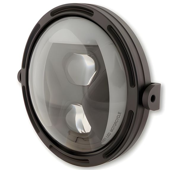 Marco de faro delantero Highsider tipo 8 R1, 7 pulgadas, LED negro, montaje lateral