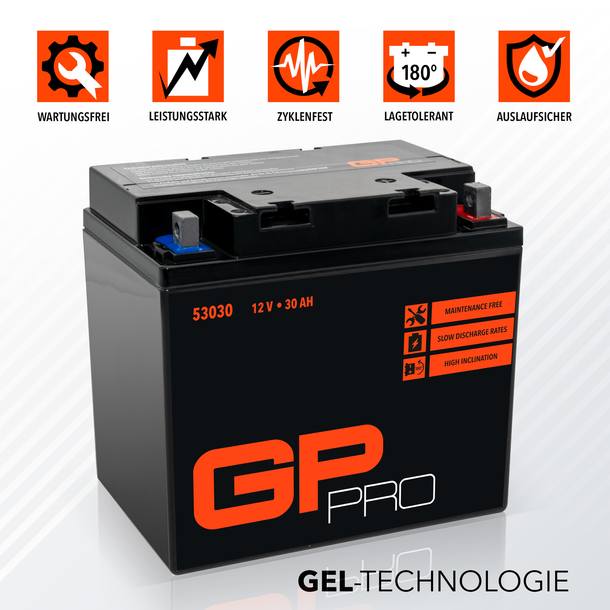 Batterie 12V 30Ah GEL GP-PRO 53030 Motorrad Quad ähnlich Y60-N30L-A C60-N30L-A – Bild 2