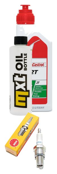 1L 2-stroke oil inspection package + 1x spark plug for Keeway Swan, Itteco PT Generic Race GT XOR2 Competition Toxic Ride Paradise Explorer Cracker Cool Year 08 - 2015