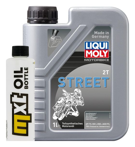 Inspektionspaket 1L 2-Takt-Öl + 1x Zündkerze für Keeway Matrix SP, TGB Hawk Adly Silver Fox Yamaha Zuma II REX Flash Luxxon Uno GTA RX Noble Escape Bj. 1999 - 2009