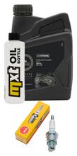 Paquete de inspección de aceite de 2 tiempos de 1 litro y 1 bujía para Malaguti Centro, Benelli QuattronoveX 12 Zoll Yestarday MBK Ovettto Booster Spirit Año 12 - 2013