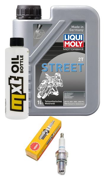 1L 2-stroke oil inspection package + 1x spark plug for Aprilia SR Street LC 50 ccm