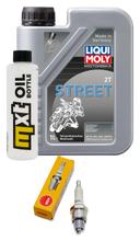 Pacchetto di ispezione dell'olio a 2 tempi da 1L + 1x candela per Derbi Hunter 50 ccm