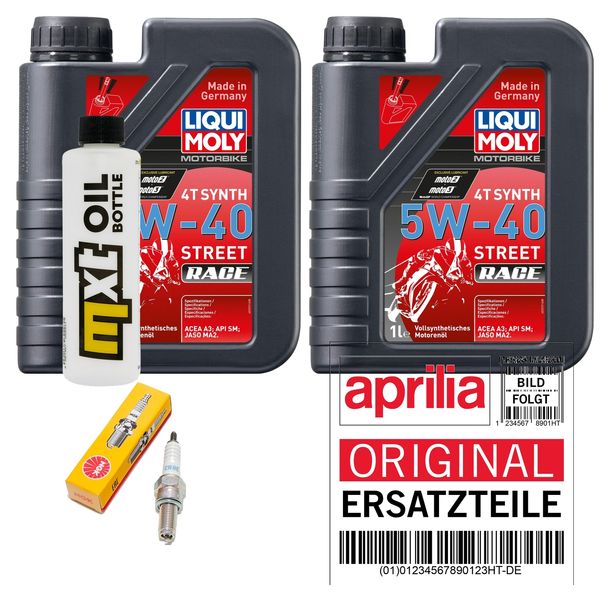 Inspektionspaket 2L 5W-40 + Ölfilter + 1x Zündkerze für Aprilia Leonardo 125 ccm