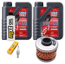 Pacchetto di ispezione 2L 5W-40 + filtro olio + 1x candela per Aprilia Leonardo 150 ccm