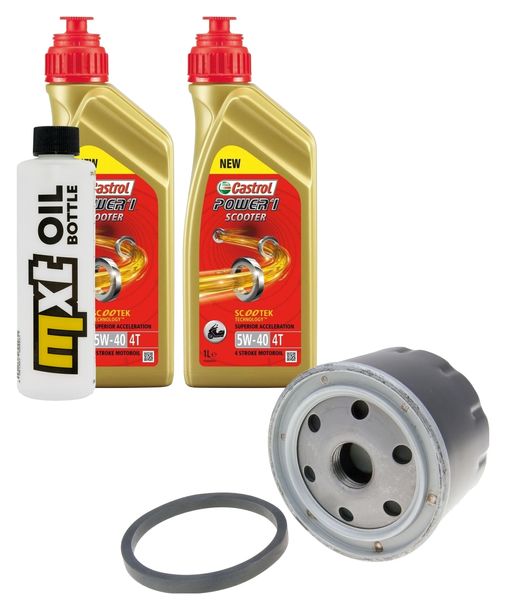 Paquete de inspección 2L 5W-40 + filtro de aceite + 1x bujía para Aprilia Scarabeo, Piaggio X9 500 ccm Año 2003 - 2006