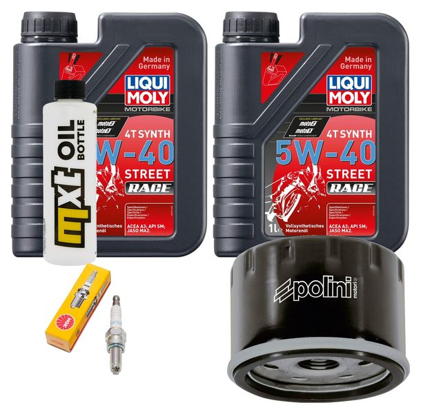 Inspektionspaket 2L 5W-40 + Ölfilter + 1x Zündkerze für Aprilia Scarabeo, Piaggio X9 500 ccm Bj. 2003 - 2006