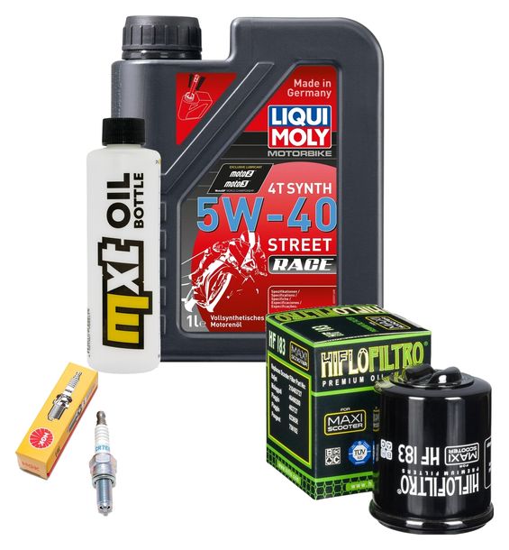 Inspection package 1L 5W-40 + oil filter + 1x spark plug for Derbi Boulevard S 125 ccm Year 2007