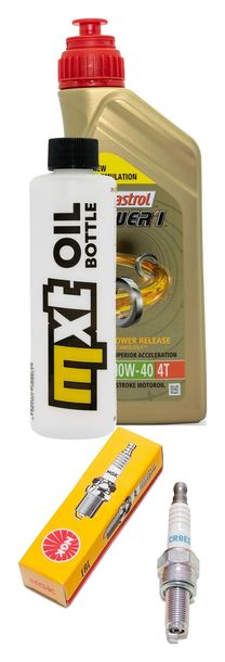 Inspection package 1L 10W-40 + oil filter + 1x spark plug for Derbi GP1 125 ccm