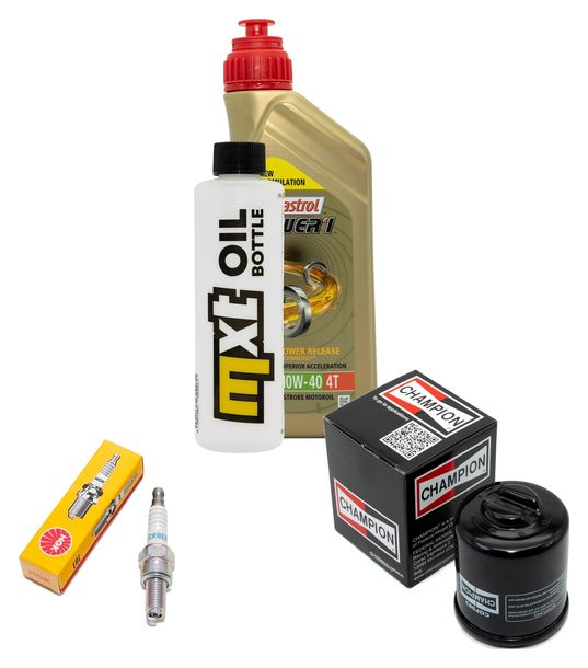 Inspection package 1L 10W-40 + oil filter + 1x spark plug for Derbi GP1 125 ccm