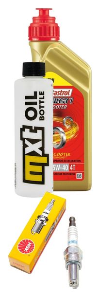 Inspection package 1L 5W-40 + oil filter + 1x spark plug for Derbi GP1 250 ccm