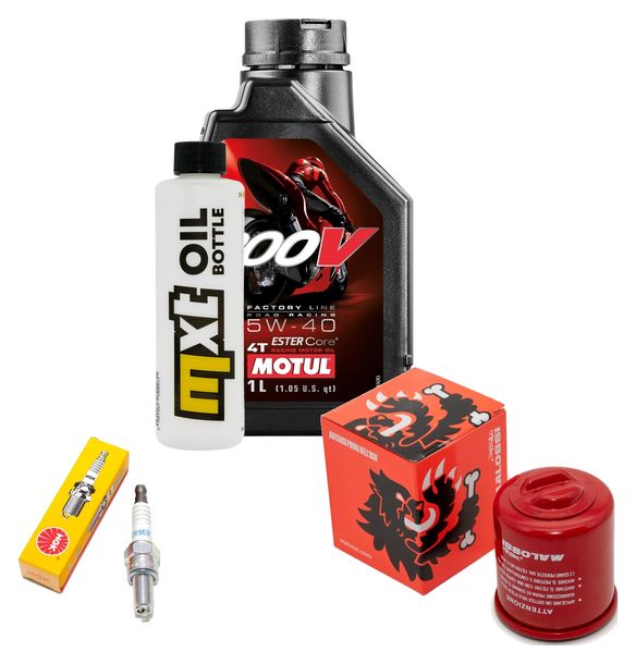 Inspektionspaket 1L 5W-40 + Ölfilter + 1x Zündkerze für Derbi GP1 250 ccm