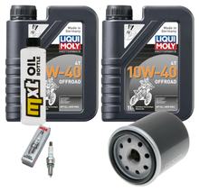 Kit d'inspection 2L 10W-40 + filtre à huile + 1x bougie pour Derbi Rambla 250 ccm