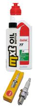 Inspektionspaket 1L 2-Takt-Öl + 1x Zündkerze für Piaggio Hexagon, Gilera Runner FX 125 / 150 ccm