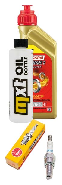 Paquete de inspección 1L 5W-40 + filtro de aceite + 1x bujía para Vespa GT, Gilera Runner ST 125 ccm