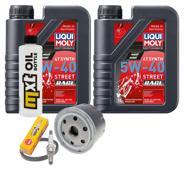 Pacchetto di ispezione 2L 5W-40 + filtro olio + 1x candela per Piaggio X8 X Evo, Gilera Fuoco Beverly MP3 LT 400 / 500 ccm