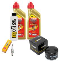 Inspektionspaket 2L 5W-40 + Ölfilter + 1x Zündkerze für Piaggio X8 X Evo, Gilera Fuoco Beverly MP3 LT 400 / 500 ccm