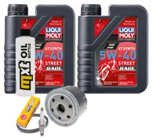 Kit d'inspection 2L 5W-40 + filtre à huile + 1x bougie pour Piaggio X8 X Evo, Gilera Fuoco Beverly MP3 LT 400 / 500 ccm
