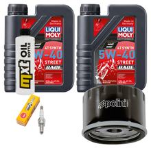 Kit d'inspection 2L 5W-40 + filtre à huile + 1x bougie pour Piaggio X8 X Evo, Gilera Fuoco Beverly MP3 LT 400 / 500 ccm