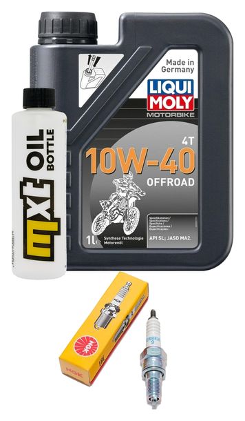 Pacchetto di ispezione 1L 10W-40 + filtro olio + 1x candela per Honda NES @ SES Dylan SH i 125 / 150 ccm Anno 2004