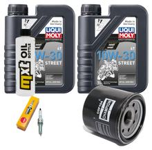 Kit d'inspection 2L 10W-30 + filtre à huile + 1x bougie d'allumage pour Honda SH i 300 ccm Année 2011