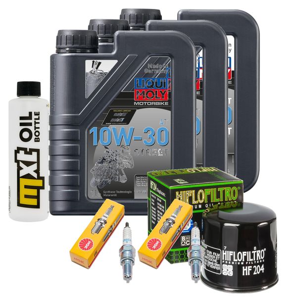 Inspektionspaket 3L 10W-30 + Ölfilter + 2x Zündkerze für Honda FJS Silver-Wing 400 ccm