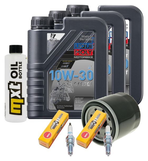 Inspektionspaket 3L 10W-30 + Ölfilter + 2x Zündkerze für Honda FJS Silver-Wing 400 ccm