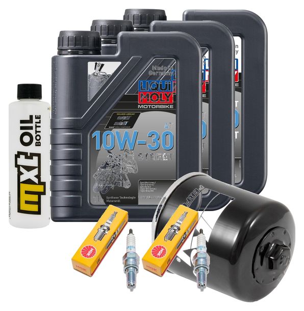 Inspektionspaket 3L 10W-30 + Ölfilter + 2x Zündkerze für Honda FJS Silver-Wing 600 ccm