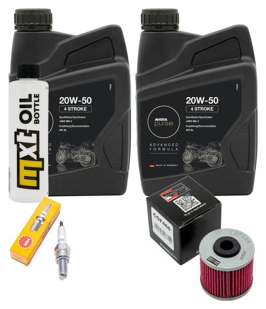 Inspektionspaket 2L 20W-50 + Ölfilter + 1x Zündkerze für Kawasaki J SE 300 ccm